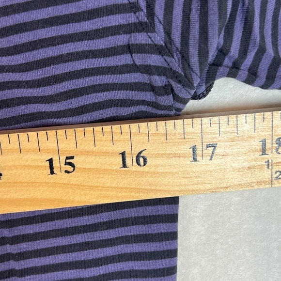 Lululemon Size 8 Classic Scoop Hoop Neck Purple Black Stripe Shirt EUC ALO Lulu - Picture 7 of 9